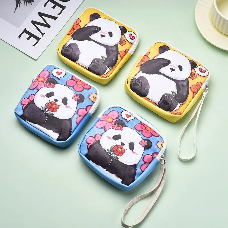

Panda Pattern Sanitary Pads Bag, Cute Cosmetic Pouch for Women Girls Travel Toiletry Makeup Organizer Case Accessories Storage