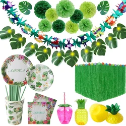 Hawaiian Party Dekorationen Hawaii Palm Blätter Bunting Banner Luau Aloha Flamingo Sommer Tropical Party Geburtstag Hochzeit Decor