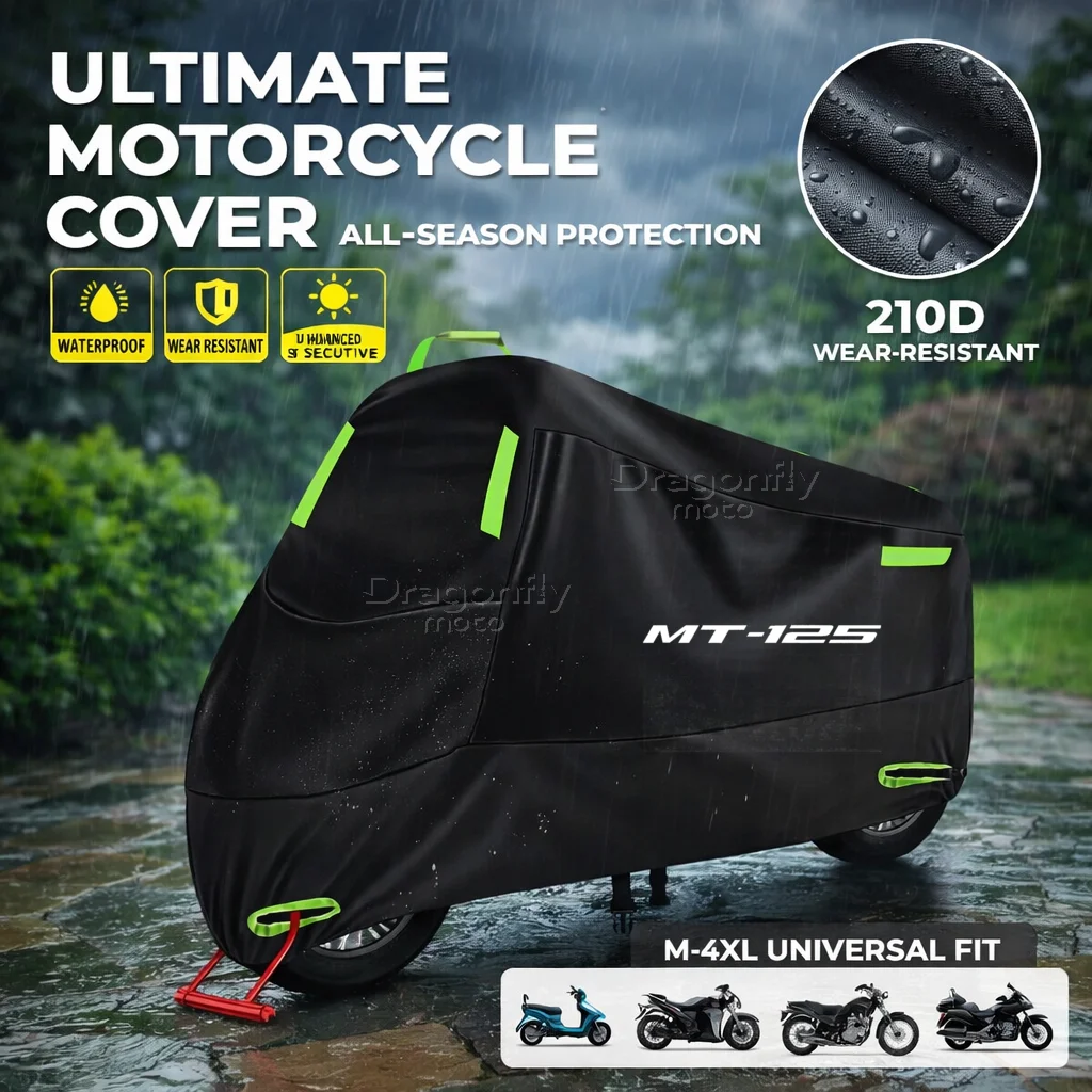 

For Yamaha MT-125 MT125 MT 125 2015-2021 Motorcycle Cover Waterproof Outdoor Scooter UV Protector Rain Cover With Reflective