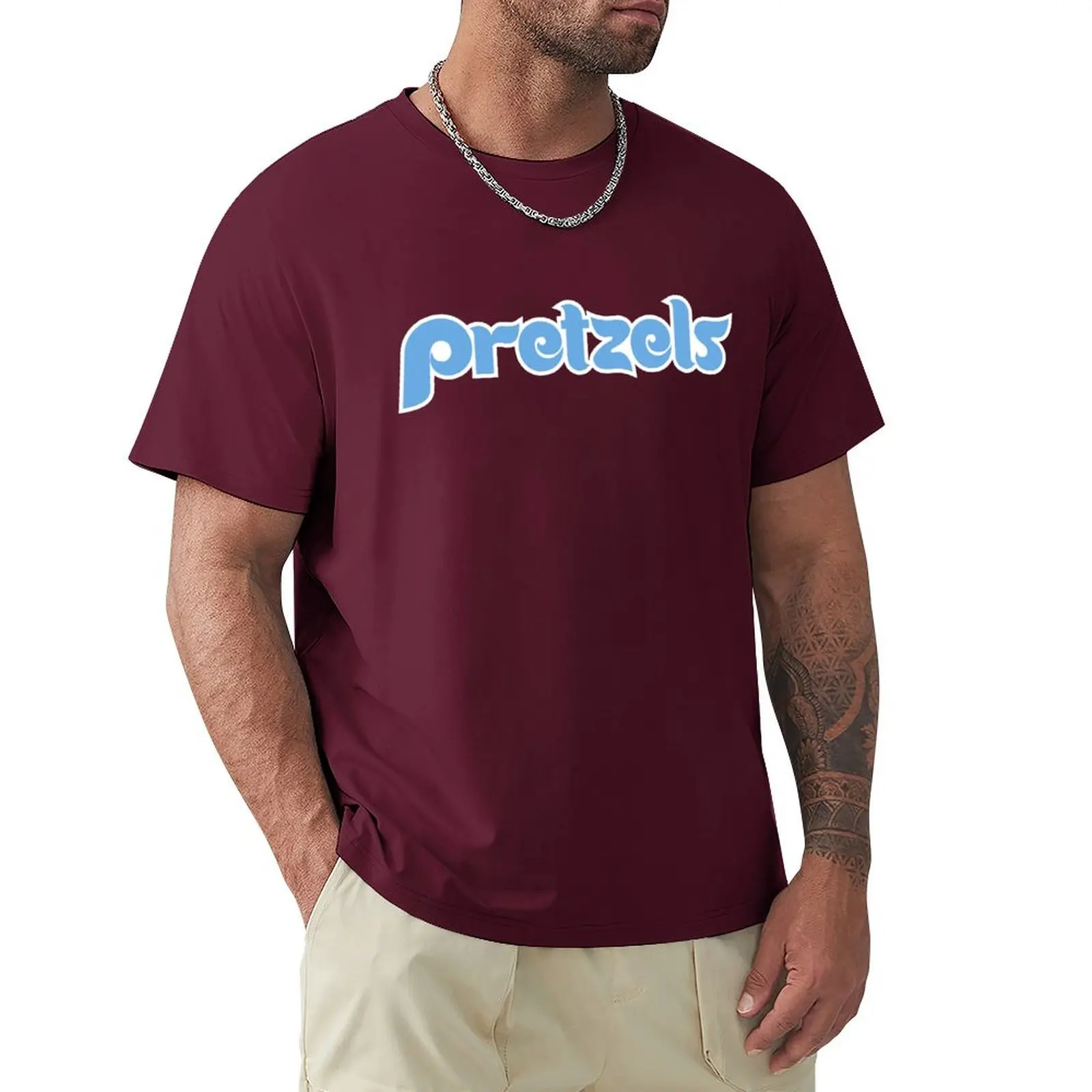 Philly Pretzels - Burgundy 1 T-Shirt graphics heavyweights aesthetic clothes blanks slim fit t shirts for men