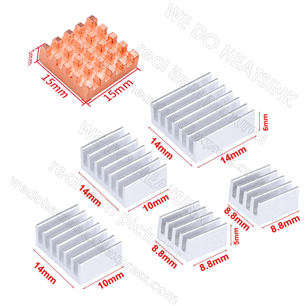 WE DO HEATSINK 1 Set DIY Copper Aluminum Heatsink Kit Set With Thermal Adhesive Tape for Banana Pi R3 IC LAN CPU