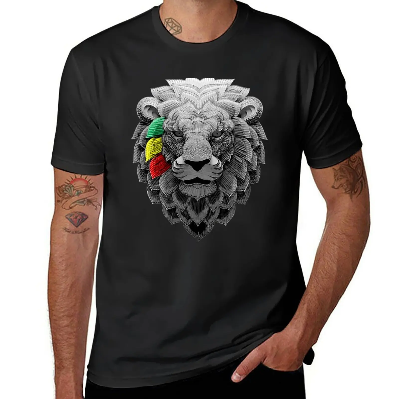 

New Rasta Lion Three Stripes T-Shirt sublime t shirt black t shirt plain t shirts men