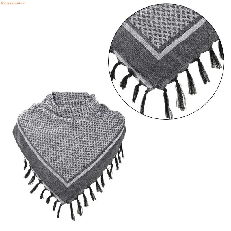 Q5WE Arab Keffiyeh Shemagh Square Scarf Lightweight Neck Warmer Cover Desert Scarves