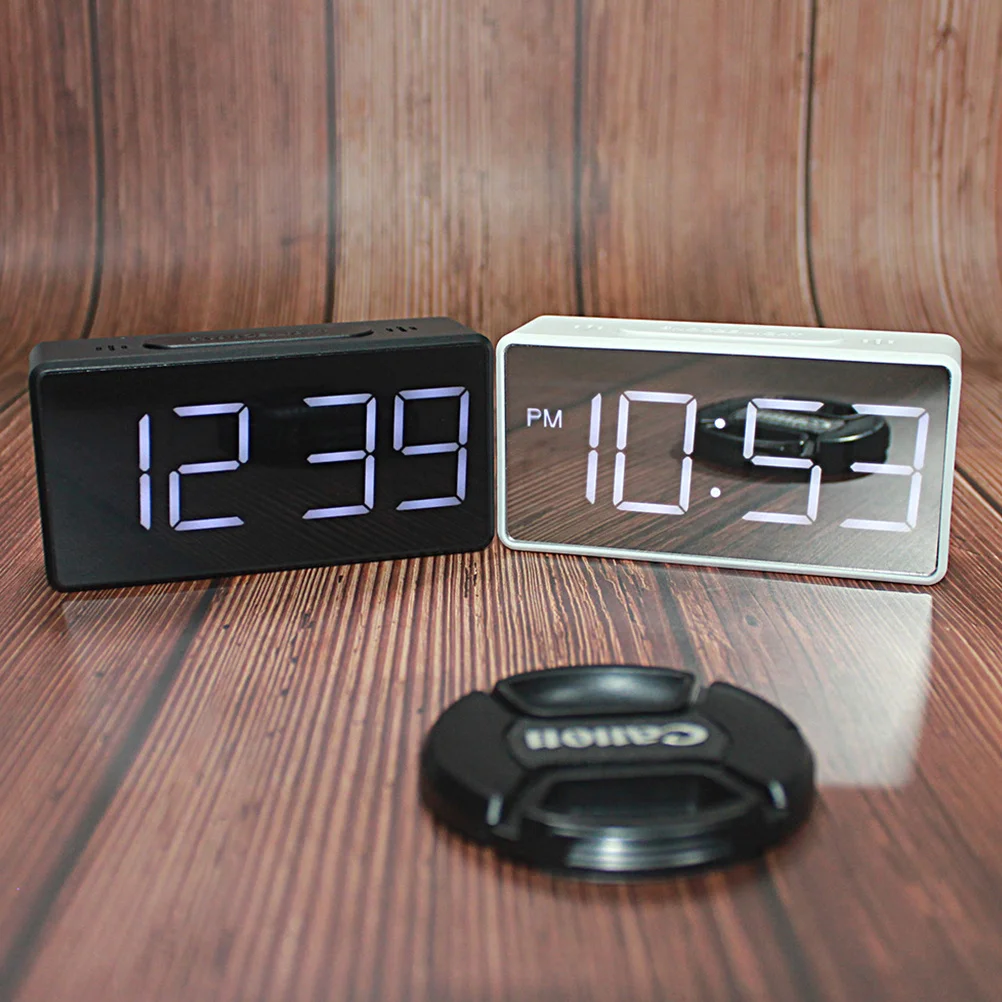 

Mirror Surface Led Digital Alarm Temperature Display Bedside Clock For Home Office Clock With Temperature Black