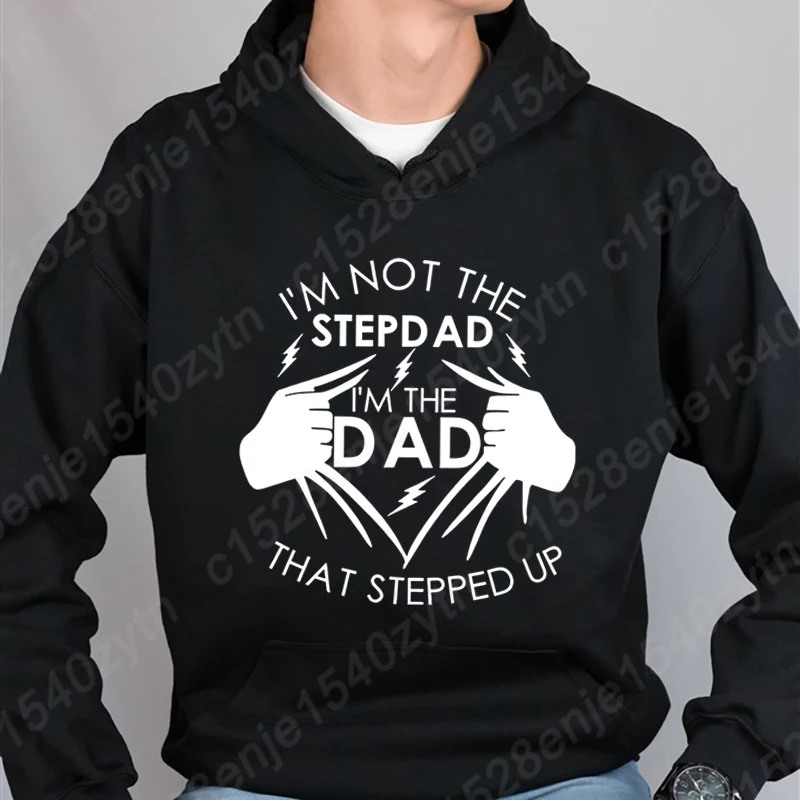 Fashion I'm Not The Step Dad I'm The Dad Style Hoodies Pullovers Men Casual Sport Outdoor Pocket Long Sleeves Hooded Sweatshirts