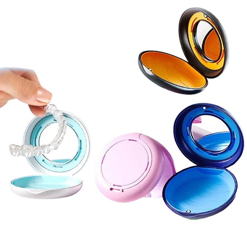 Orthodontic Case Dental Invisible Braces Retainer Box With Mirror Mouth Guard Denture Storage Aligner Case Oral Hygiene Organize