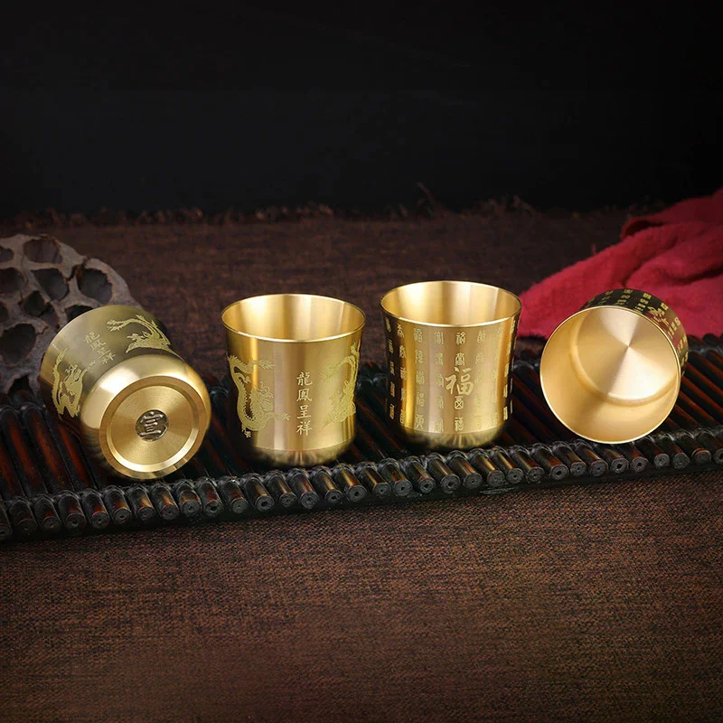 Tea Cups Tea Mug Brass Homeware China Antique Bar Drinkware Ancient Teacup for Drink Tea Coffee Tabletop Home Office Decor