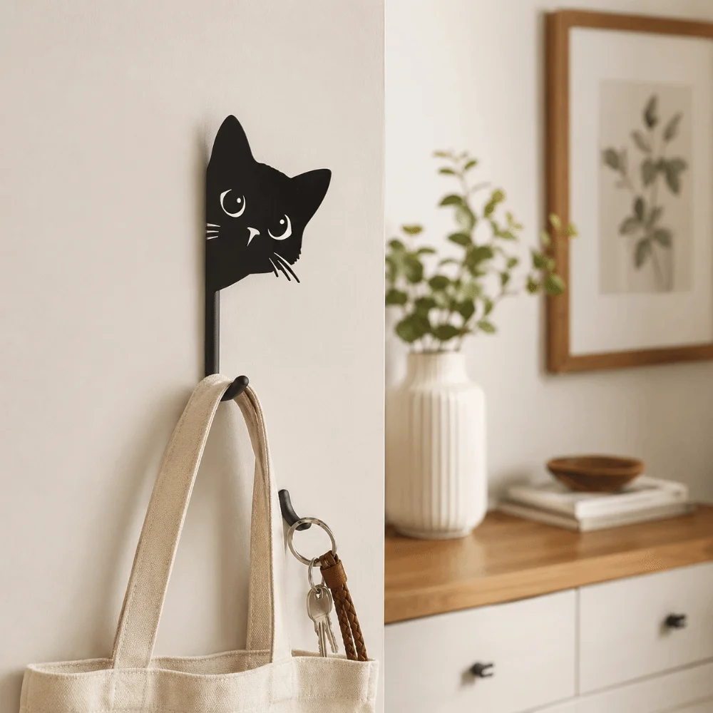 Unique Decorative Cat Hooks Cute Home Decor Key Holder 3D Printed Kitten Wall Hooks Bathroom