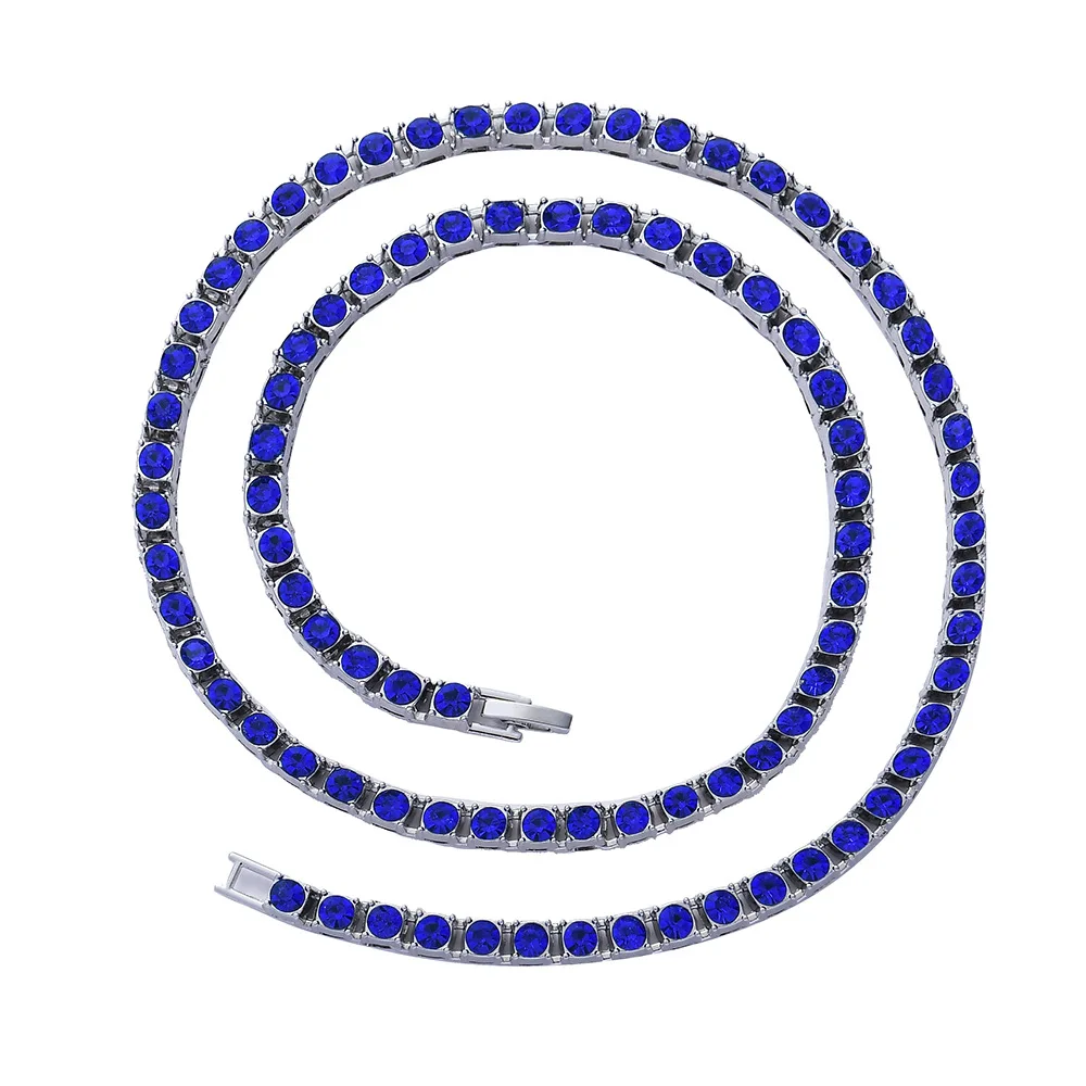 DIY accessories European and American cross-border hip-hop rhinestone necklace high-end tennis necklace trendy brand men's light