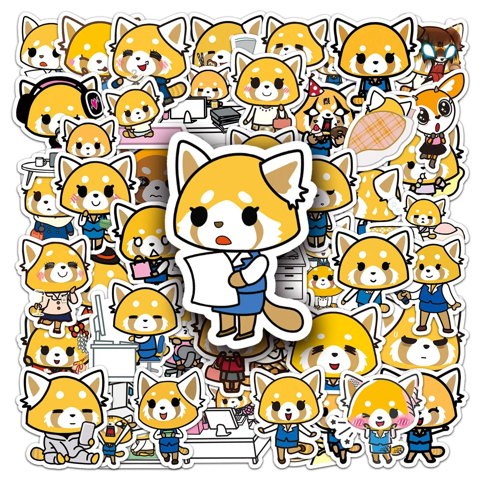 10/50PCS  Cute Sanrio Anime Aggretsuko Stickers Funny Cartoon Decals for Kids Toy Skateboard Guitar Phone Cup Waterproof Sticker