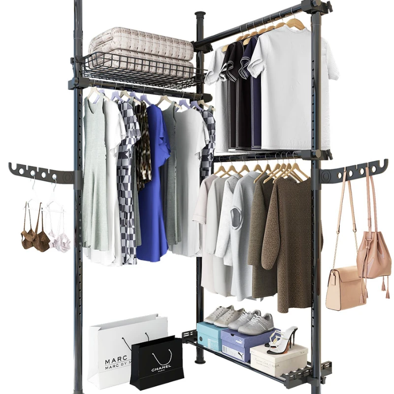 

Top to ceiling wardrobe, storage rack, clothes hanger, floor to indoor bedroom, household telescopic