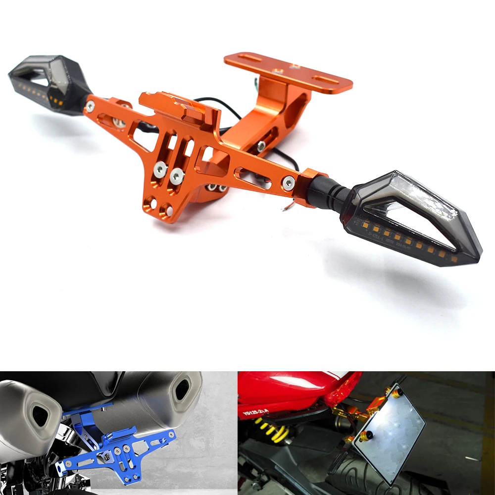 Motorcycle license plate bracket CNC aluminum alloy with LED For KTM 200 DUKE 390 Duke 690 Duke / R 990 Super Duke /R 690