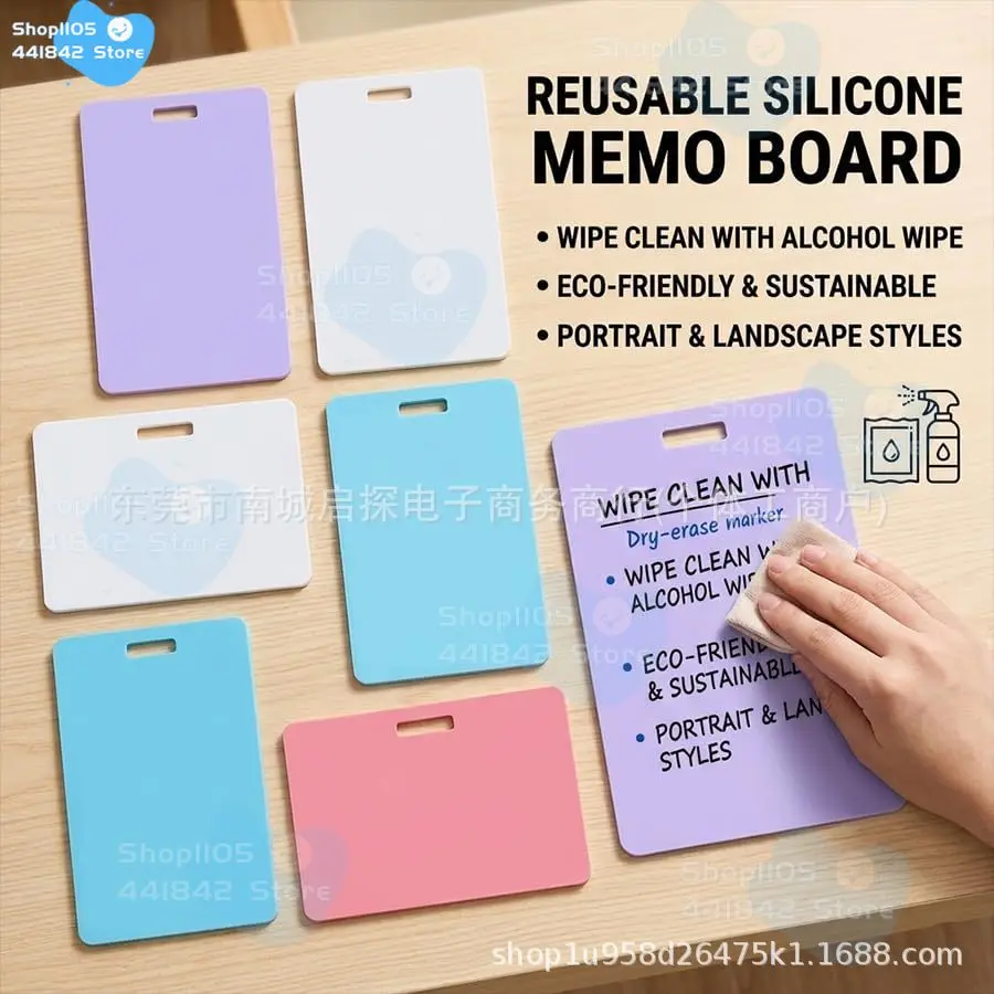 Erasable Badge Sticky Notes, Reusable Silicone Vertical Horizontal Badge Buddy, Ballpoint Pen Write&Wipeable Notepadfor Nurses