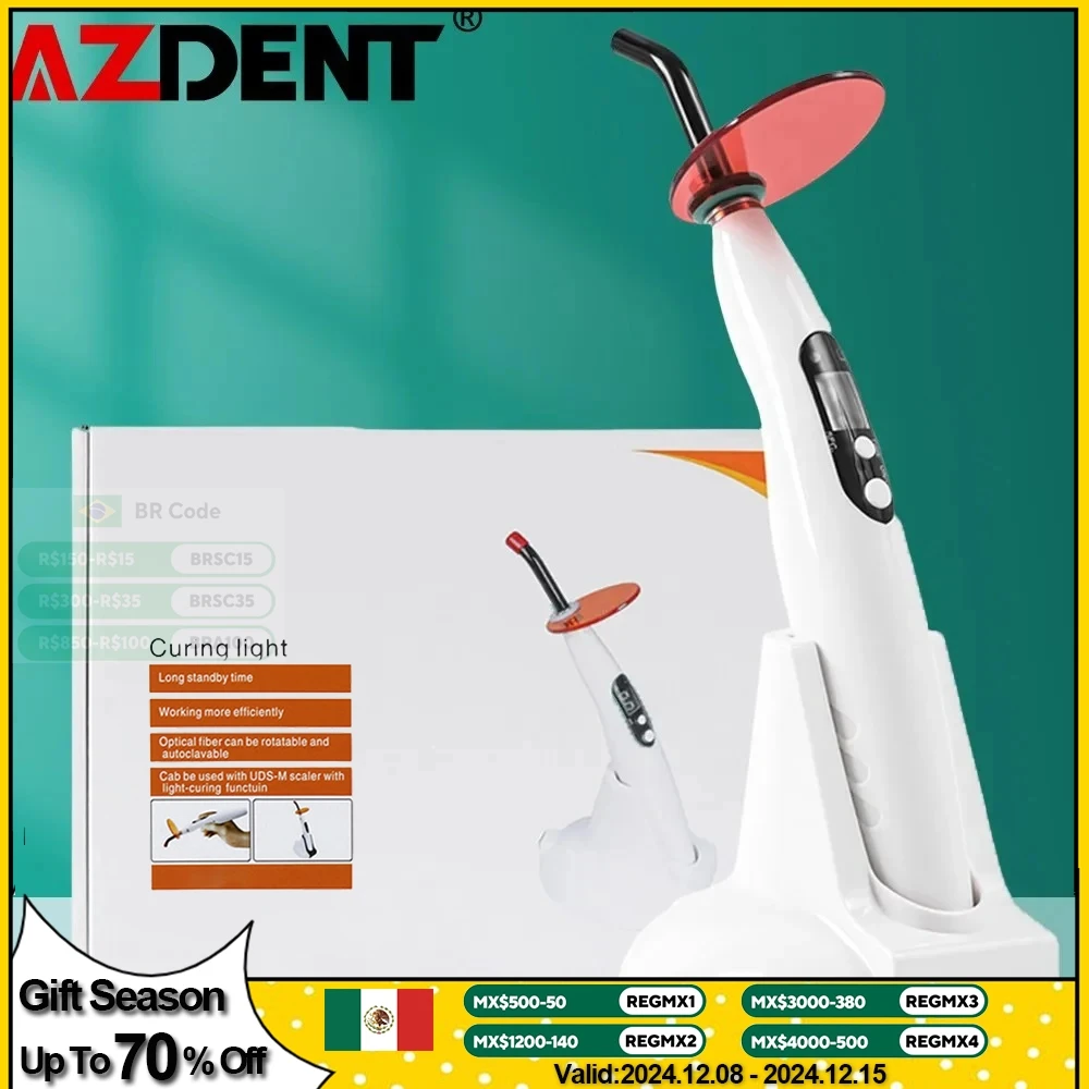 110V-240V US/EU Plug Azdent Dental Wireless Curing Light Dentist Cordless Lamp Output Intensity 1200-1500mw/cm2