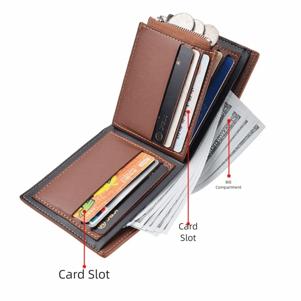 Neue PU Leder männer Brieftasche Schwarz Kaffee Multi-slot Kurze Geldbörse Große Kapazität Karte Halter Brieftasche Männer männlichen