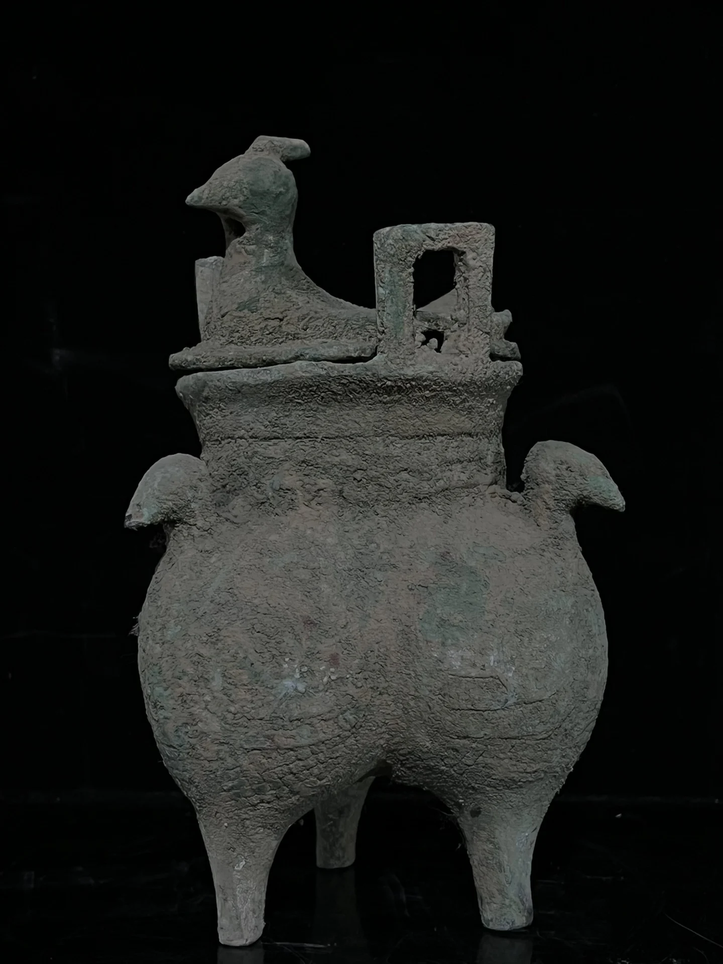 Archaic Chinese Dynasty Bronze Beast Wine Ding Zun Food Vessel Censer