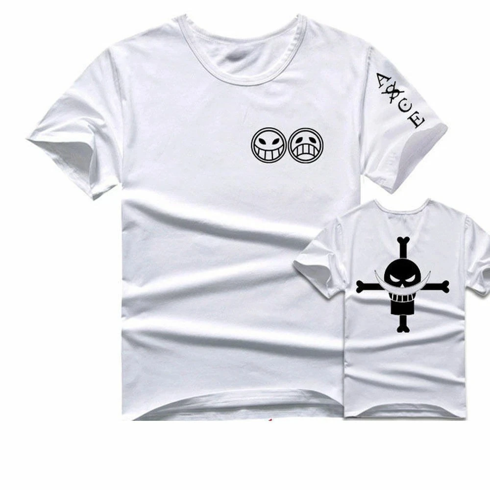 New One Piece Whitebeard Pirates Skull T-shirts Men Cotton SJapanese Anime Top Hot-blooded Manga Short-sleeved Woman Tee