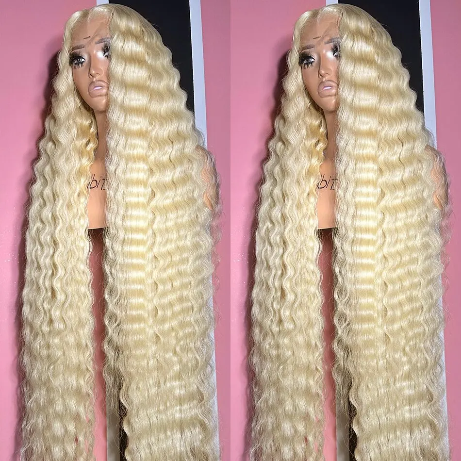 40 Inch Hd Transparent Deep Wave Blonde 613 Hd Lace Frontal Wig Colored 13x6 13x4 Lace Frontal Human Hair Curly Wigs For Women