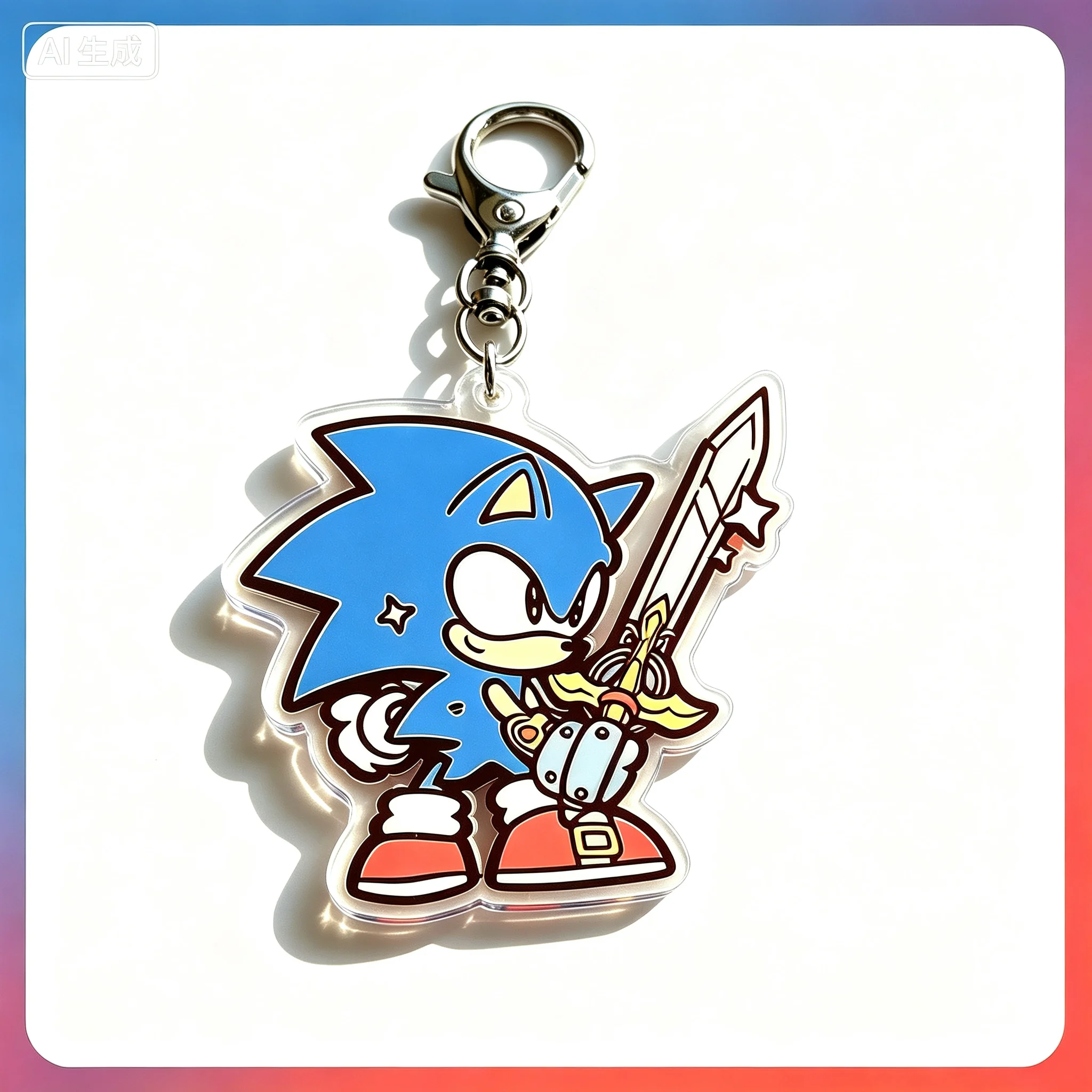 Shadow and SO*nic With Weapons Acrylic Keychain,Chibi Character Bag Charm,Double Sided Print Key Ring, Game Fan Collectible Gift
