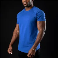 Hommes coton t-shirt de sport à manches courtes t-shirts mâle col rond décontracté hauts coupe ajustée t-shirt respirant solide t-shirt homme vêtements 5