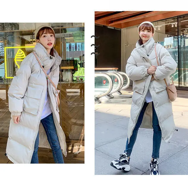 Parkas de algodão para mulheres, jaqueta de inverno, colarinho de pele grande, casacos grossos longos, casacos acolchoados com capuz, moda feminina, novo, D449, 2024