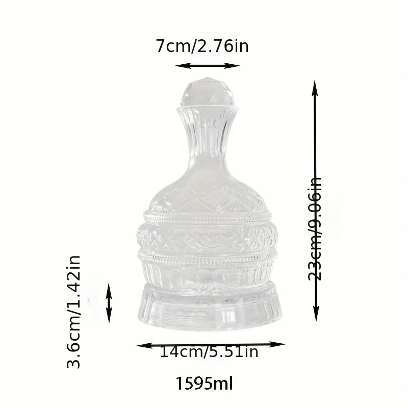 Crystal Wine Decanter Elegant Handcrafted Glass Wine Decanter Set - Rotating Wine Aerator, Spinning Whiskey Carafe