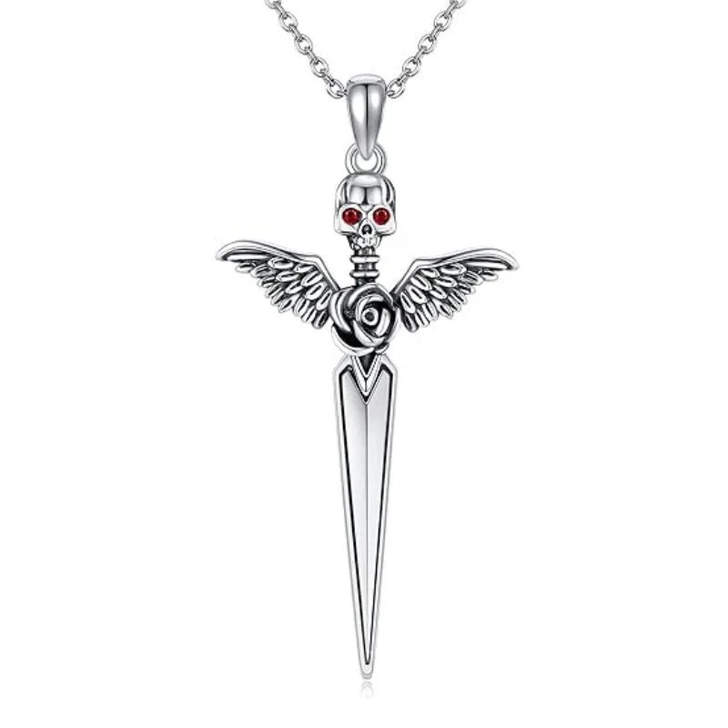 European and American New Fashion Necklace Creative Retro Versatile Gothic Skeleton Bat Sword Necklaces for Women KOFSAC