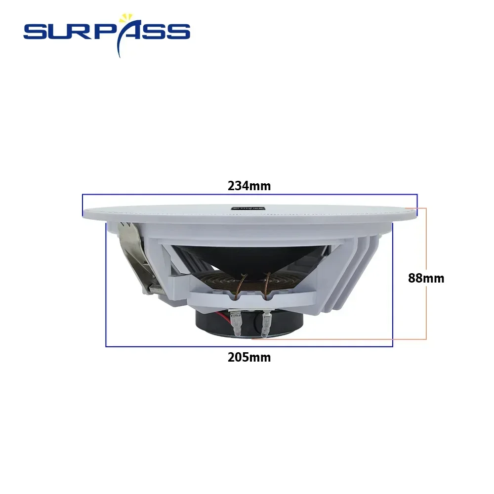 8inch 20W audience PA SystemPassive Ceiling Speaker Frameless Full Range Home Audio Sound System for Terrace Kitchen Residential