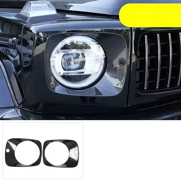 High-quality Carbon Fiber TOP JCW Style Front Lamp Frame Head Light Cover for Benz W463 W464 G63 2019-2024 Car Accessories