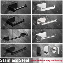 No Punching Wall Mounted Toilet Paper Holder Rustproof Anticorrosion Stainless Steel Bathroom Kitchen Roll Paper Toilet Holder