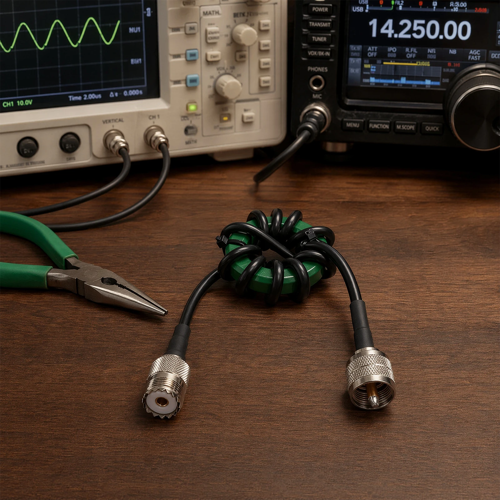 1.8-30MHz HF Common Mode Choke Balun Nickel Zinc Ferrite Core High Power RF Noise Suppressor for FT8 Ham Radio GREENs