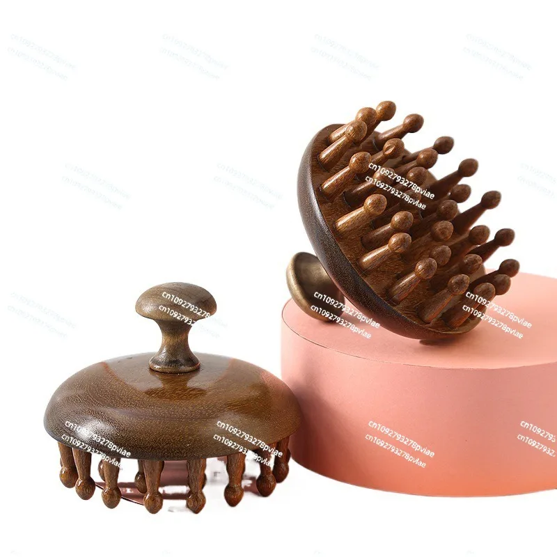 Sandalwood disc comb hair skin massage comb head meridian comb dredge non-horn  body