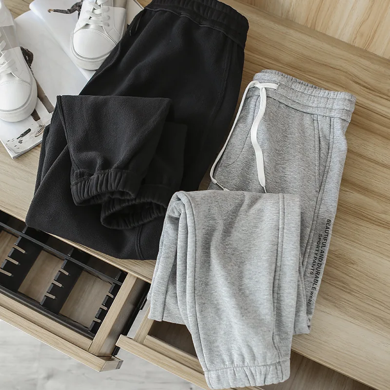 High Quality Sport Casual Heavyweight Sweatpants Winter Fall Fashion Men's Thicken Fleece Warm Pants Gray Simple Basical Trouser