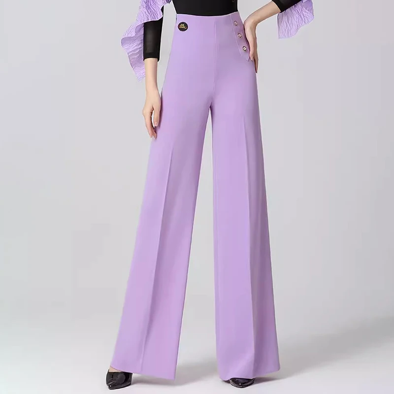 

Purple Women's Latin Dance Pants New Straight Modern Cha Cha Dance Costume Standard Ballroom Dance practice Clothes