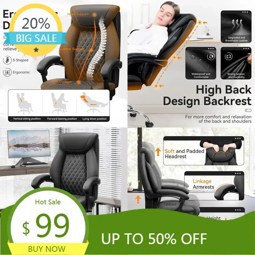 

Бестселлер: роскошное кожаное офисное кресло с высокой спинкой, регулируемой эргономикой и поясничной поддержкой для крупных и высоких профессионалов