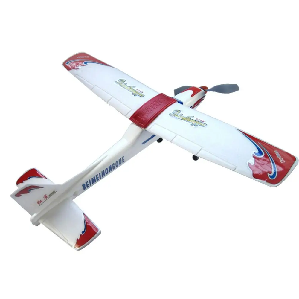 DIY Rubber Band Powered Airplane Red&White Rubber-powered Glider Flying Aircraft 410*515*210mm Competition Equipment Puzzle