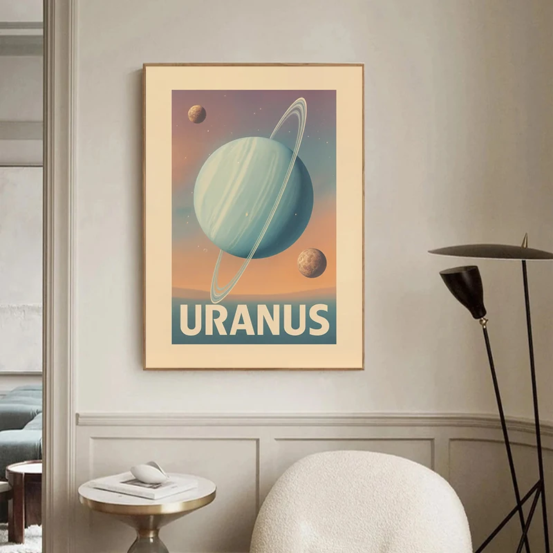 Vintage Space Poster Universe Solar System Planetary Space Station Prints Canvas Painting Wall Art Pictures Home Room Decoration
