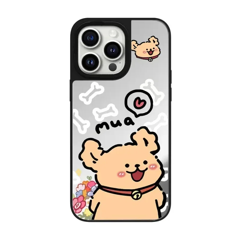 เคสโทรศัพท์แม่เหล็กกระจกผีเสื้อดอกไม้น่ารักสำหรับ iPhone 11 12 13 14 15 16 PRO MAX เคสสำหรับ iPhone 16 PRO MAX