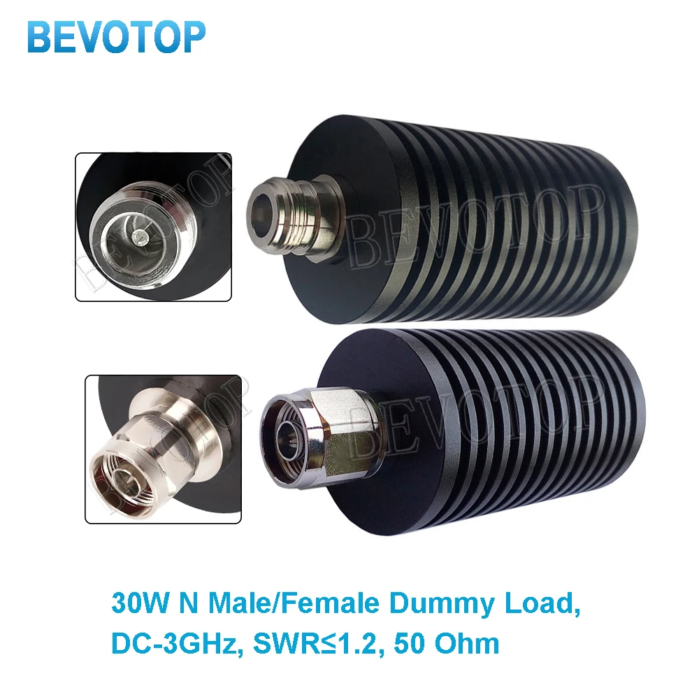 30W 3GHz L16 N Male/Female RF Coaxial Termination Dummy Load SWR＜1.2 50 Ohm Connector Socket Brass Straight Coaxial RF Adapters