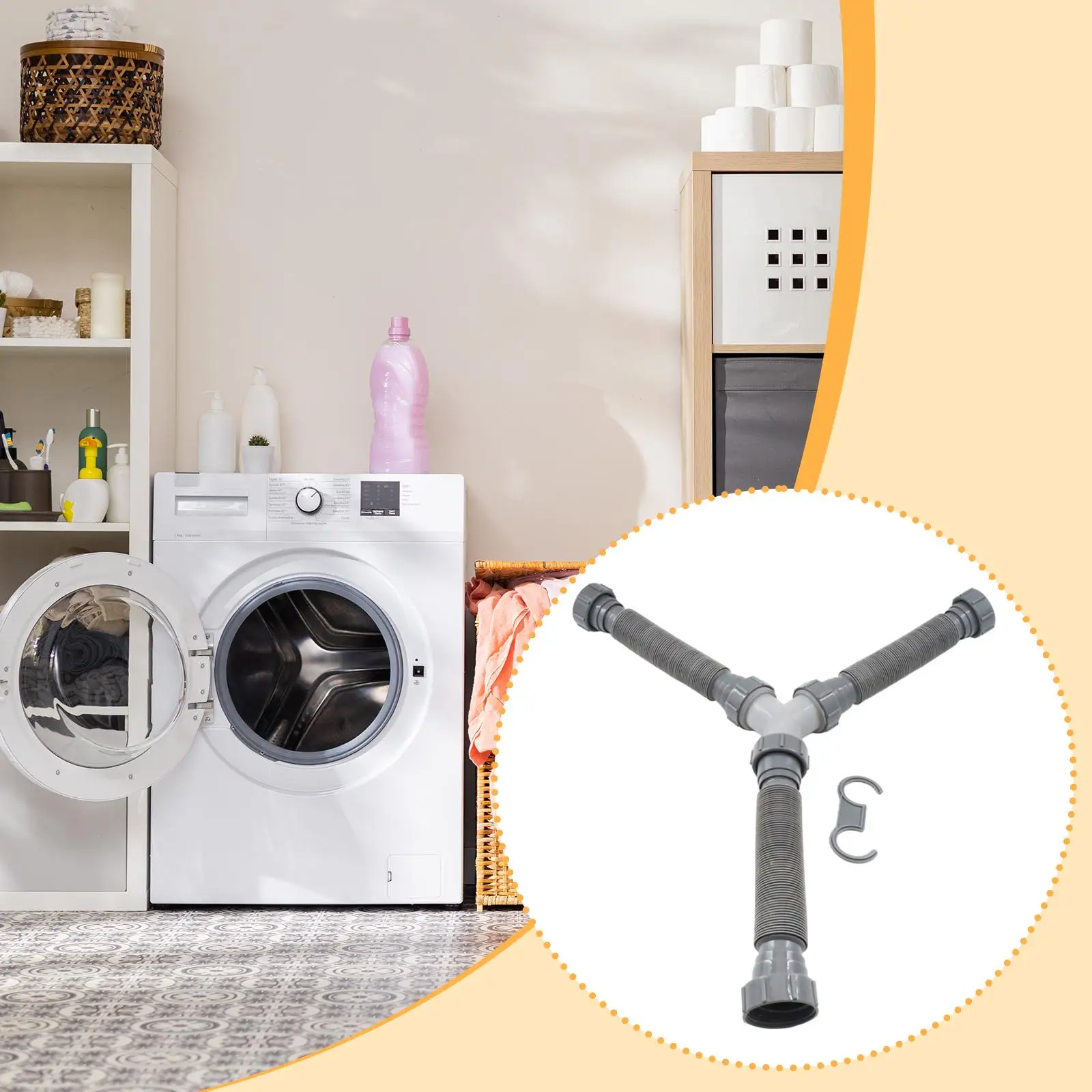 Double Sink Drain Pipe Sturdy Leakproof Professional Expandable for Bathroom