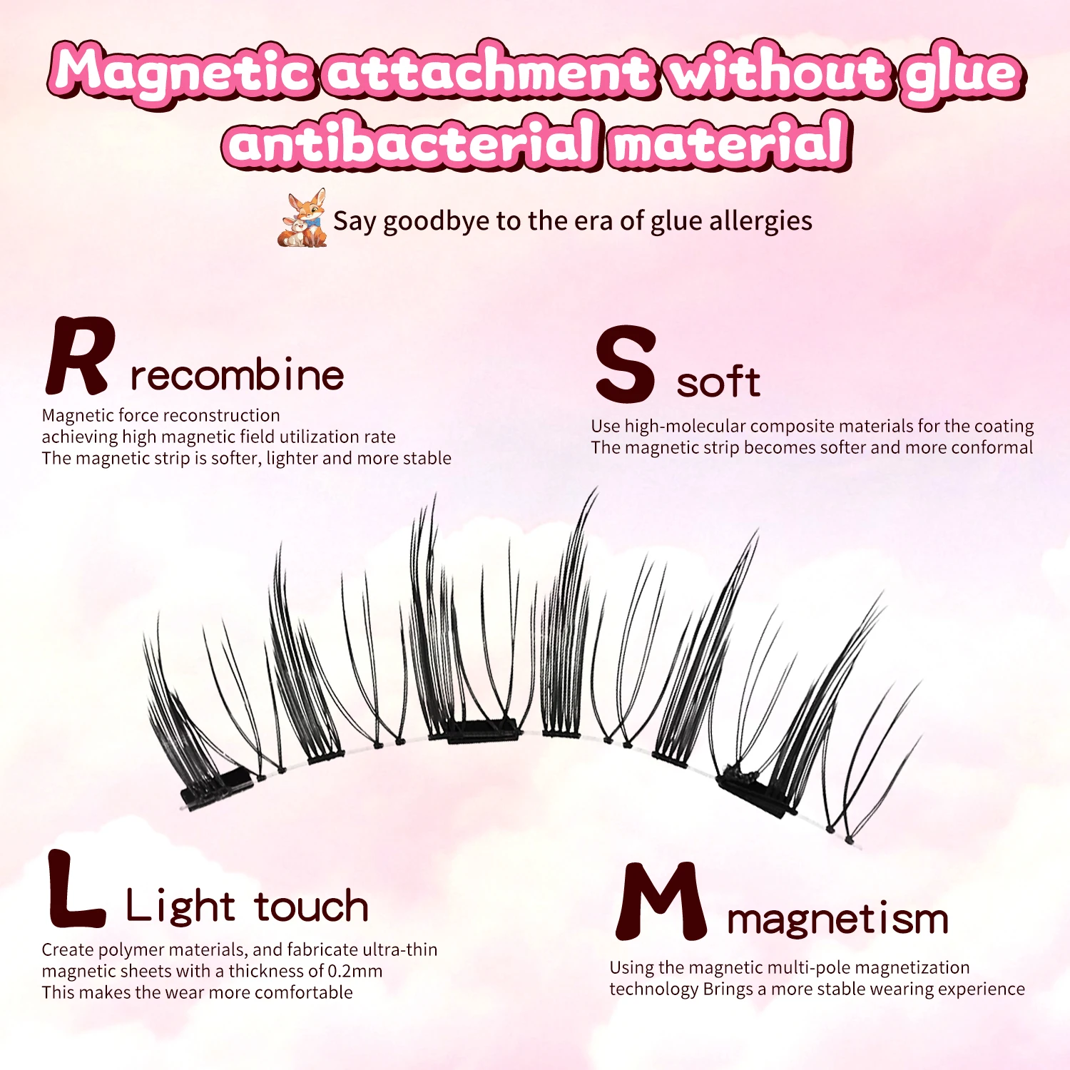 رموش صناعية مغناطيسية خفيفة الوزن من BQI زوج واحد من الرموش على طراز مانغا قابلة لإعادة الاستخدام مع ملاقط مغناطيسية لتطبيق سهل التركيب