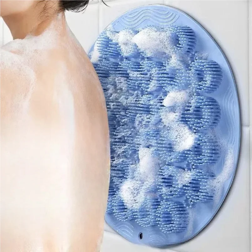Exfoliating Shower Massage Scraper Bathroom Non-slip Bath Mat Back Massage Brush Silicone Foot Wash Body Cleaning Bathing Tool