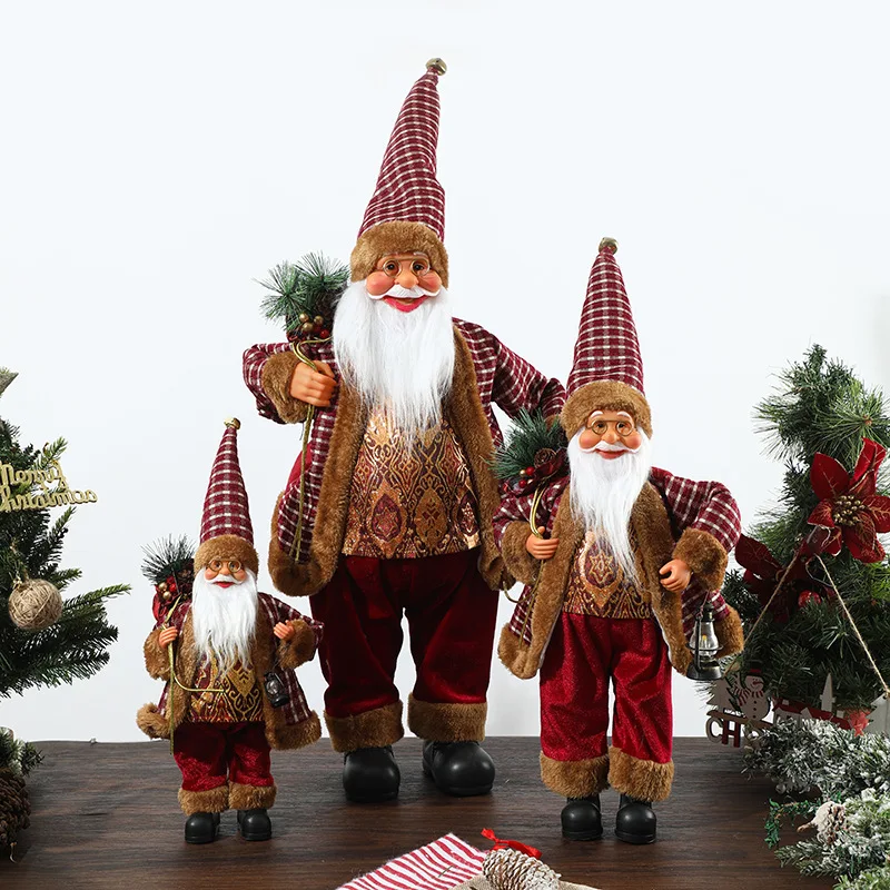 زينة عيد الميلاد 12 بوصة حزمة هدايا سانتا كلوز الدائمة سانتا كلوز مصباح زيت دمية نافذة لوازم الديكور الهدايا