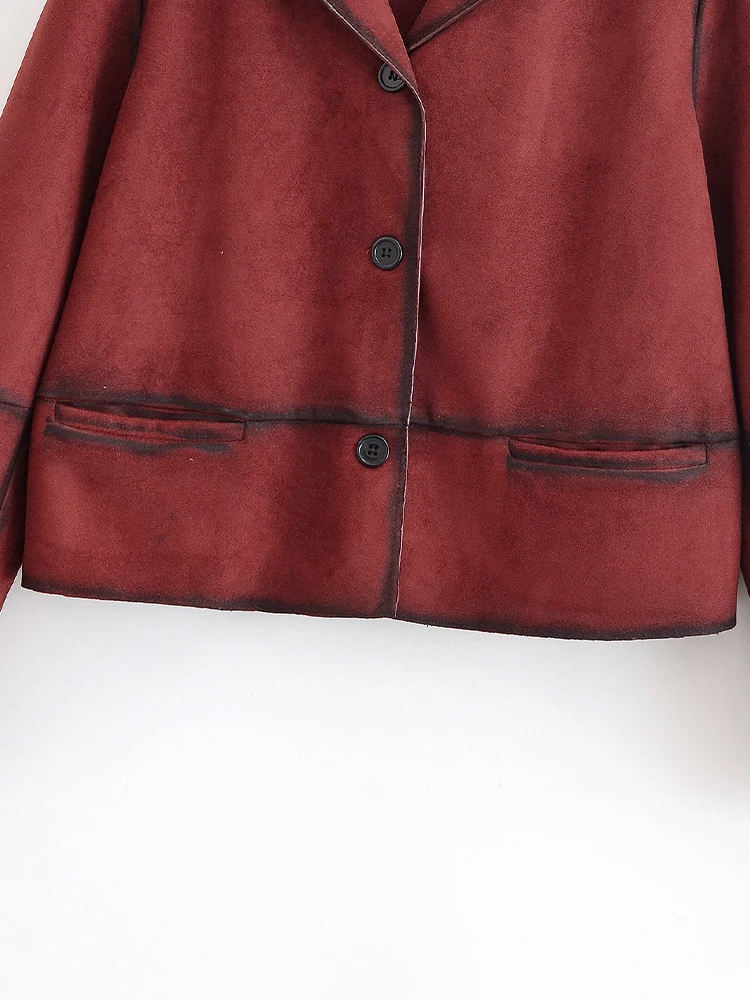 ملابس نسائية جديدة على الطراز الأوروبي والأمريكي، سترة عصرية بسيطة ومتعددة الاستخدامات من جلد الغزال بأكمام طويلة