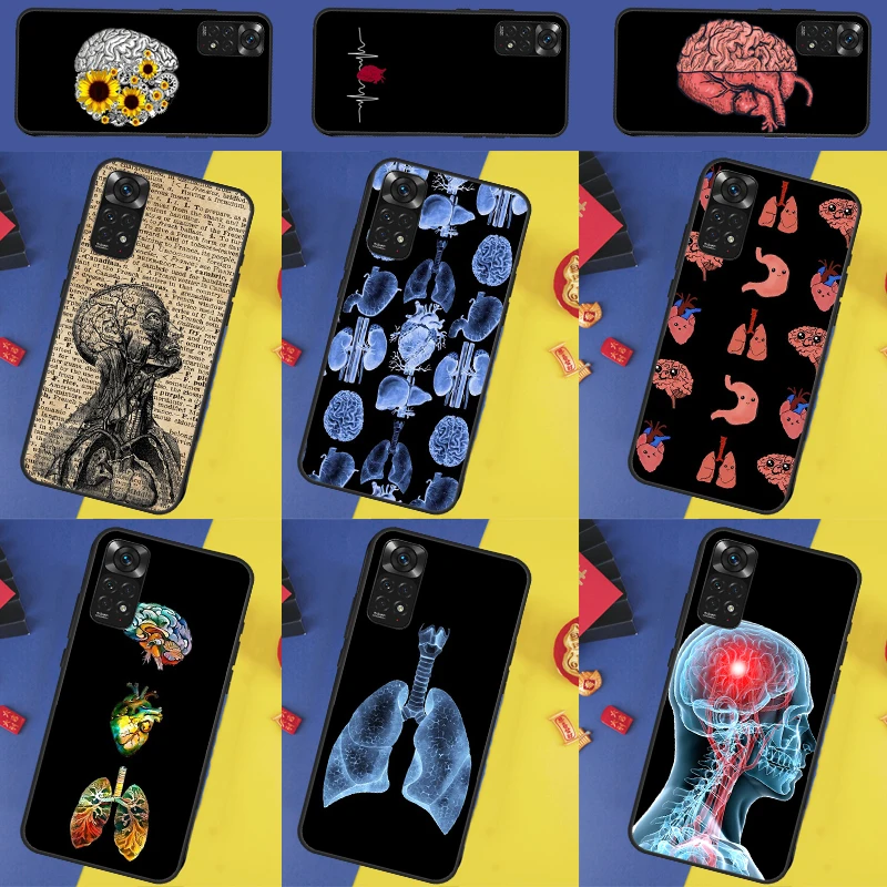 Medical Human Organs Brain Case For Xiaomi Redmi Note 12 11 Pro 7 8 9 10 Pro Note 9S 10S 11S Redmi 10C 10 9 9A 9C 12C Cover