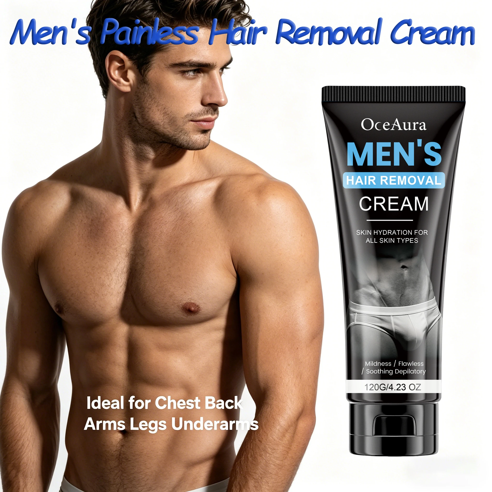 Mens Hair Removal Cream Mild Body Depilatory Painless Hair Remover For Sensitive Skin Hydrating Fast Acting For Chest Back