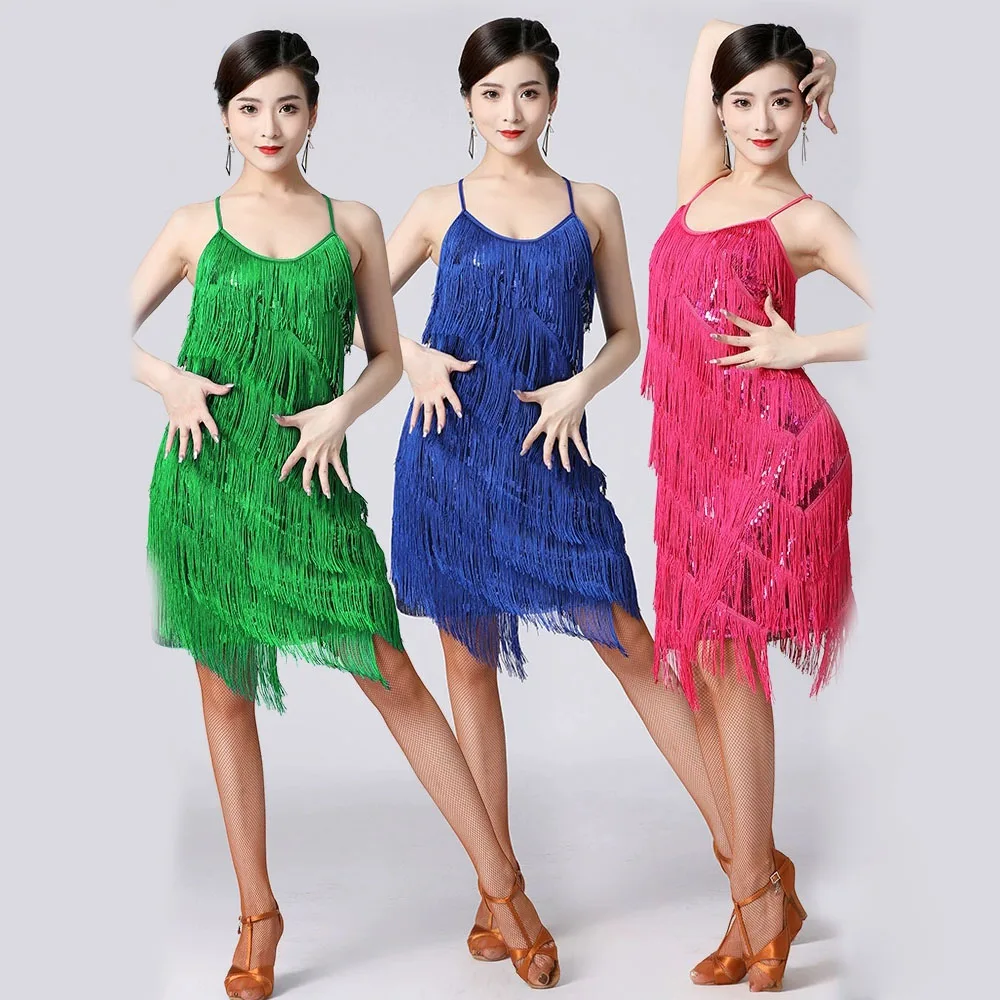 latin-dance-sequin-tassel-dress-v-neck-party-dance-dress-performance-costume-stage-performance-competition-costume