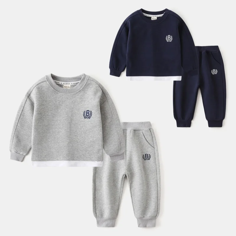 1182 Children Clothing Set 2026 Autumn Fashion Korean Boy's Suit Casual Sweater +Pant Leisure Girl's Two-piece Suit 1-5Years