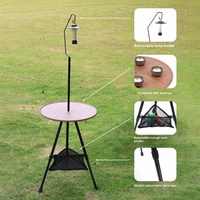 Outdoor Multifunctional Aluminum Alloy Triangular Round Table Portable Camping Storage Table Camping Folding Table Chair Set