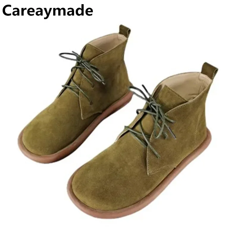 Careaymade-Genuine leather women\'s shoes,Pure handmade ankle retro single short boots,Fashion Large size winter plush warm boots